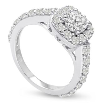1 3/4ct Halo Diamond Engagement Ring Crafted in 14 Karat White Gold