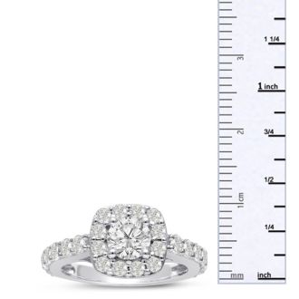1 3/4ct Halo Diamond Engagement Ring Crafted in 14 Karat White Gold