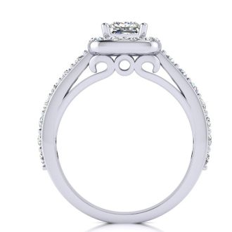 2ct Princess Cut Halo Diamond Engagement Ring Crafted in 14 Karat White Gold