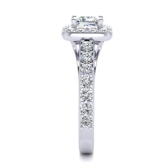 2ct Princess Cut Halo Diamond Engagement Ring Crafted in 14 Karat White Gold
