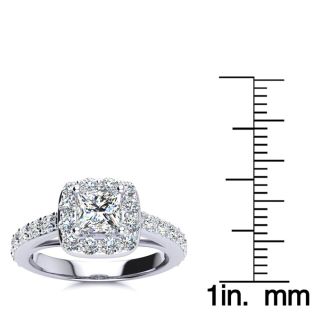 2ct Princess Cut Halo Diamond Engagement Ring Crafted in 14 Karat White Gold