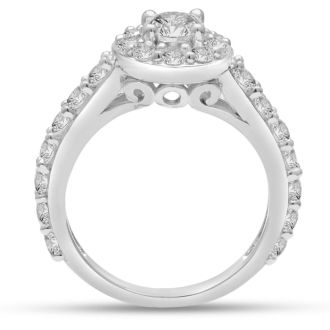 1 1/2 Carat Halo Diamond Engagement Ring in 14 Karat White Gold