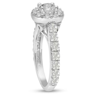 1 1/2 Carat Halo Diamond Engagement Ring in 14 Karat White Gold