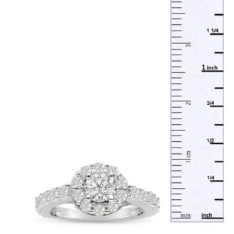 1 3/5 Carat Halo Diamond Engagement Ring in 14 Karat White Gold