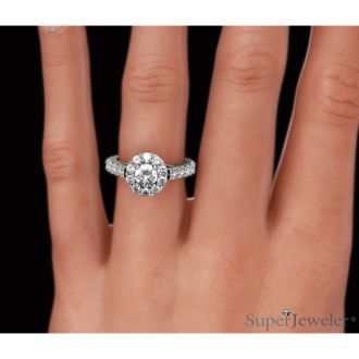1 1/2 Carat Halo Diamond Engagement Ring in 14 Karat White Gold