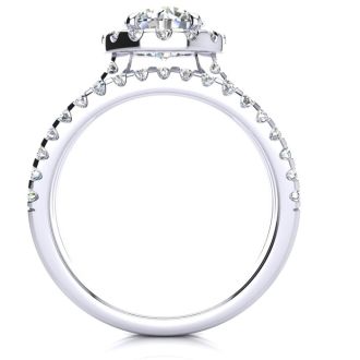 2 Carat Round Halo Diamond Engagement Ring in 14 Karat White Gold
