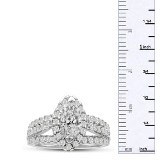1 2/3ct Marquise Halo Diamond Engagement Ring Crafted in 14 Karat White Gold