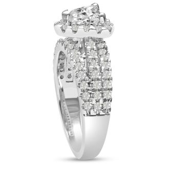 1 2/3 Carat Heart Halo Diamond Engagement Ring in 14 Karat White Gold