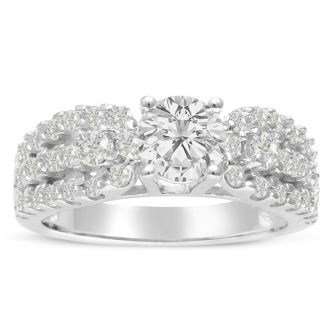 1 1/5 Carat Round Diamond Engagement Ring Crafted in 14 Karat White Gold