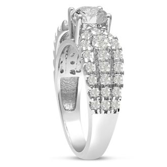 1 1/5 Carat Round Diamond Engagement Ring Crafted in 14 Karat White Gold