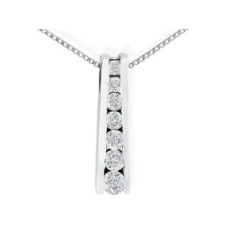 1/4ct Ladder Style Journey Diamond Pendant in 14k White Gold