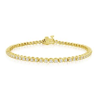 2.11 Carat Diamond Tennis Bracelet In 14 Karat Yellow Gold, 7 1/2 Inches