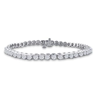 3.21 Carat Diamond Tennis Bracelet In 14 Karat White Gold, 7 1/2 Inches