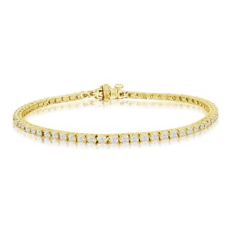 3 1/4 Carat Diamond Tennis Bracelet In 14 Karat Yellow Gold, 7 1/2 Inches
