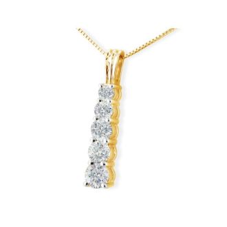 1/4ct Stick Style Journey Diamond Pendant in 14k Yellow Gold