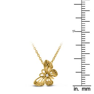 18k Gold Overlay Diamond Butterfly Necklace
