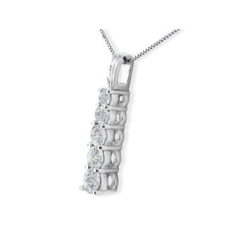 3/4ct Stick Style Journey Diamond Pendant in 14k White Gold