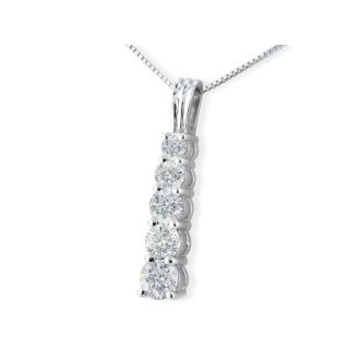 1ct Stick Style Journey Diamond Pendant in 14k White Gold