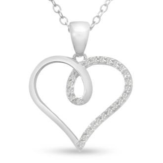 1/10ct Swirly Diamond Heart Pendant, 18 