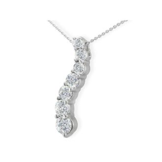 1/2ct Curve Style Journey Diamond Pendant in 14k White Gold, G/H SI3