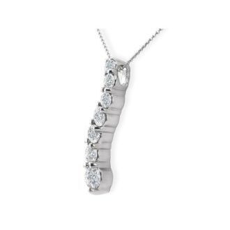1/2ct Curve Style Journey Diamond Pendant in 14k White Gold, G/H SI3