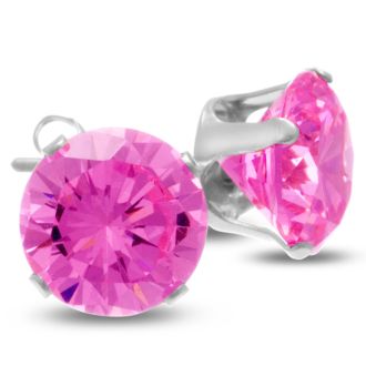 4ct Pink Cubic Zirconia Stud Earrings in Sterling Silver