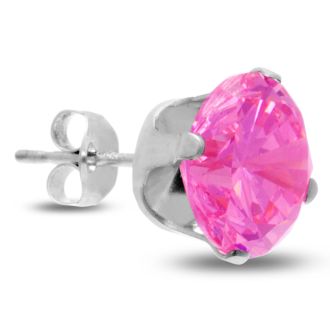 4ct Pink Cubic Zirconia Stud Earrings in Sterling Silver