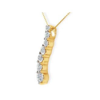1ct Curve Style Journey Diamond Pendant in 14k Yellow Gold, G/H SI