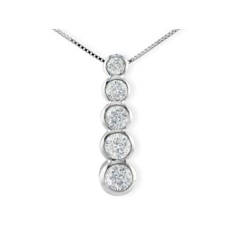 1/4ct Bezel Set Journey Diamond Pendant in 14k White Gold