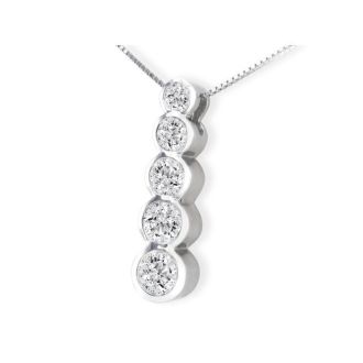 1/4ct Bezel Set Journey Diamond Pendant in 14k White Gold