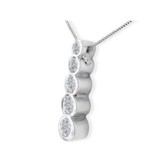1/4ct Bezel Set Journey Diamond Pendant in 14k White Gold