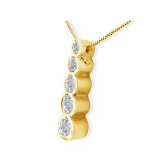 1/4ct Bezel Set Journey Diamond Pendant in 14k Yellow Gold