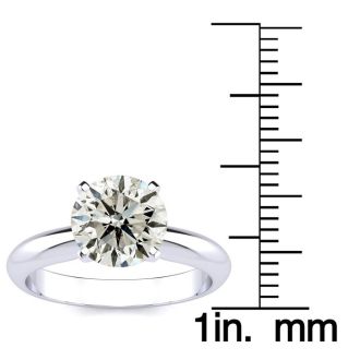Round Engagement Rings, 2 Carat Diamond Solitaire Engagement Ring Crafted In 14K White Gold