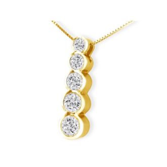 1/2ct Bezel Set Journey Diamond Pendant in 14k Yellow Gold