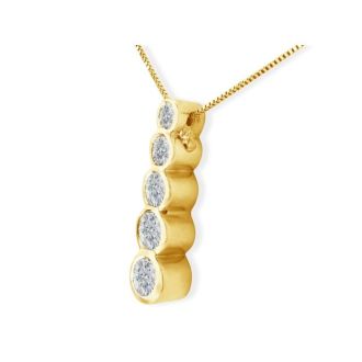 1/2ct Bezel Set Journey Diamond Pendant in 14k Yellow Gold