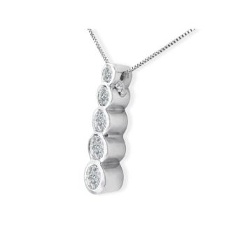 3/4ct Bezel Set Journey Diamond Pendant in 14k White Gold