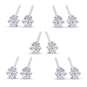 Set Of Five 1/3ct Cubic Zirconia Stud Earrings.  All 5 Pairs Of Shimmering Studs For 1 Low Price!