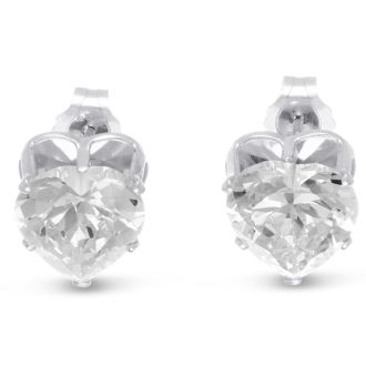 4ct Diamond Size CZ Heart Earrings in Sterling Silver