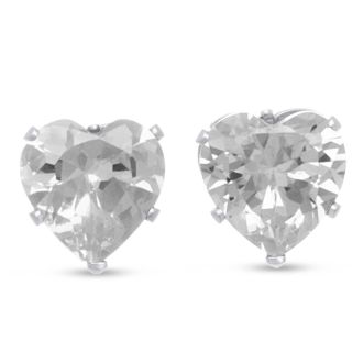 4ct Diamond Size CZ Heart Earrings in Sterling Silver