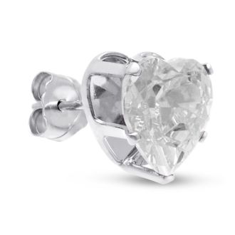 4ct Diamond Size CZ Heart Earrings in Sterling Silver