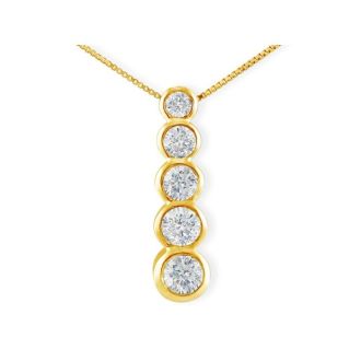 3/4ct Bezel Set Journey Diamond Pendant in 14k Yellow Gold