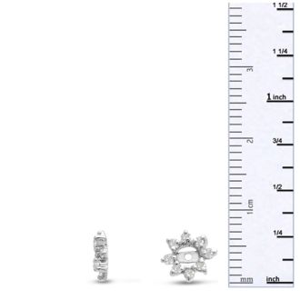 14K White Gold Flower Diamond Earring Jackets, Fits 1/4-1/2ct Stud Earrings