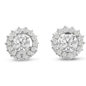 14K White Gold Classic Diamond Earring Jackets, Fits 2-2 1/2ct Stud Earrings