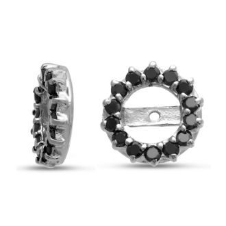 14K White Gold Classic Black Diamond Earring Jackets, Fits 2-2 1/2ct Stud Earrings