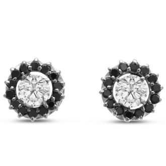 14K White Gold Classic Black Diamond Earring Jackets, Fits 2-2 1/2ct Stud Earrings