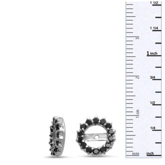 14K White Gold Classic Black Diamond Earring Jackets, Fits 2-2 1/2ct Stud Earrings