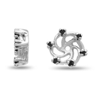 14K White Gold Black Diamond Earring Jackets, Fits 3/4-1ct Stud Earrings