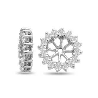 14K White Gold Classic Diamond Earring Jackets, Fits 1 1/2-2ct Stud Earrings
