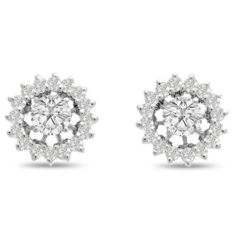 14K White Gold Classic Diamond Earring Jackets, Fits 1 1/2-2ct Stud Earrings