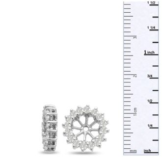 14K White Gold Classic Diamond Earring Jackets, Fits 1 1/2-2ct Stud Earrings